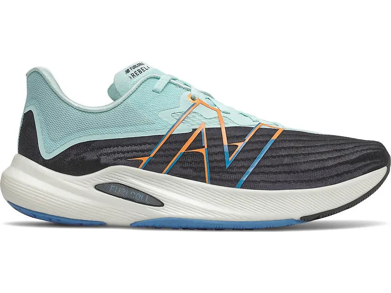 Men's New Balance FuelCell Rebel V2, Black/Pale Blue Chill, 9.5 D Medium